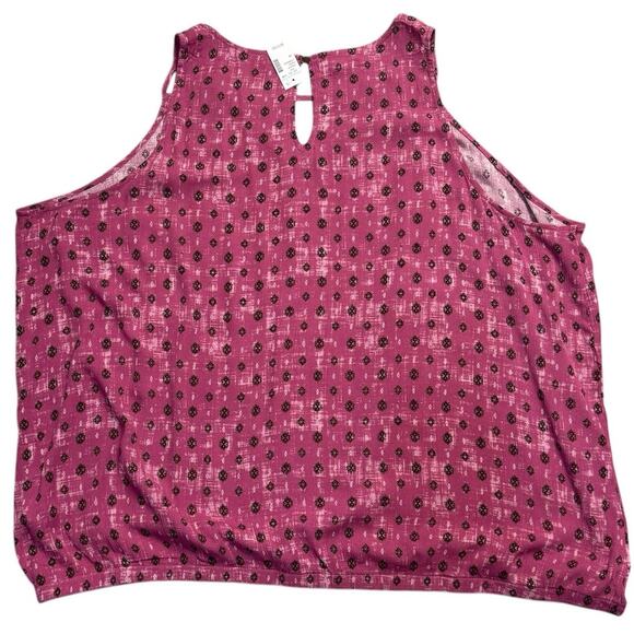 Maurices Lattice Neck Tank Top Size 4X in Pink Ikat Print - Picture 9 of 13
